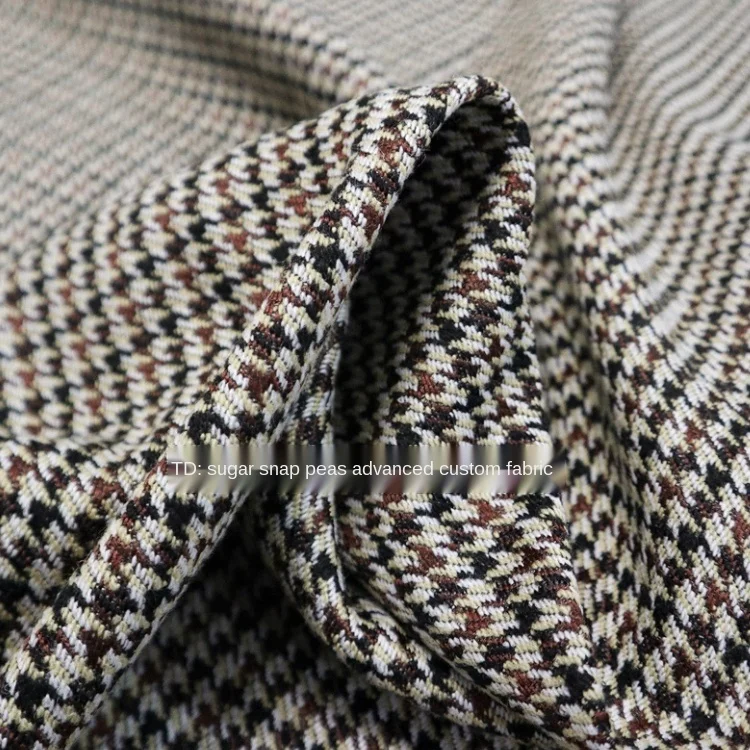 Элегантная классическая осенне зимняя ткань с рисунком гусиные лапки окрашенная