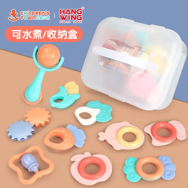 

Baby Rattle Toy Box Set Baby Teether Boiled Hand Rattle Grasping Teether Box Relieve Teething Discomfort Free Shipping