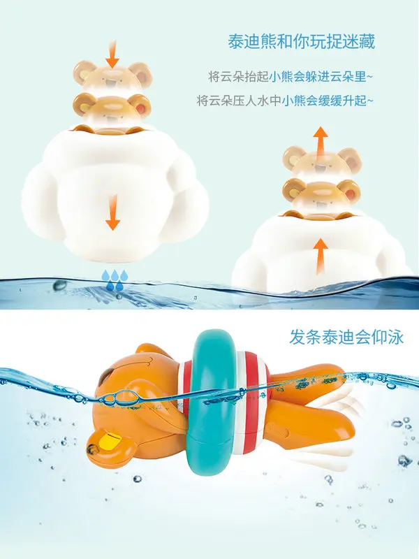 Hape Детские Игрушки для ванны водная игрушка детские игрушки плавания Тедди