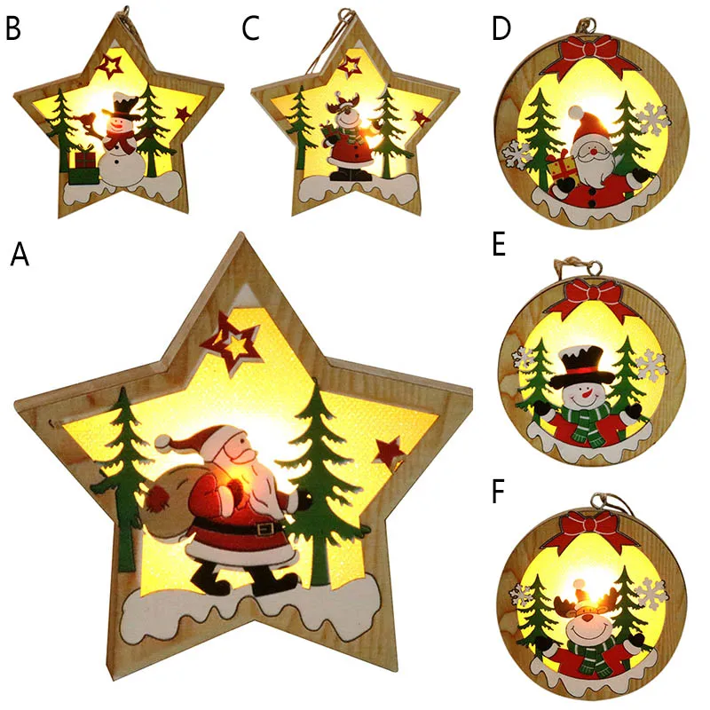 Рождественские украшения деревянные светодиодный светильник Санта-Клаус олень