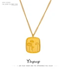 Ожерелье Yhpup из нержавеющей стали с квадратной подвеской, простое ожерелье с золотой металлической текстурой 2021, 18 К, подарочное Ювелирное Украшение