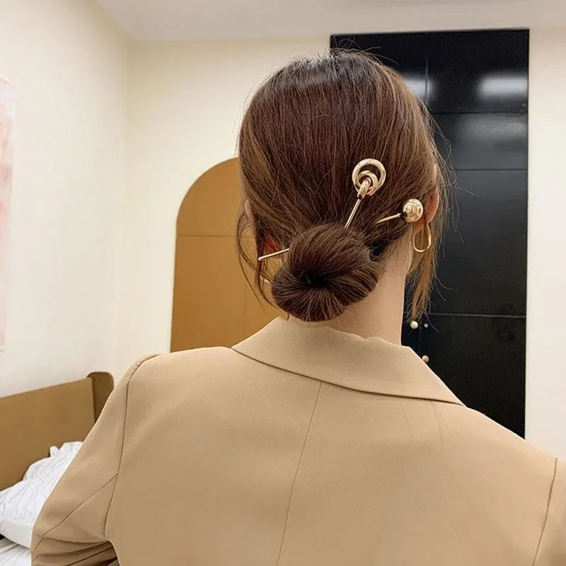 Золотой простая шпилька для волос круглый металлический полый шар аксессуары