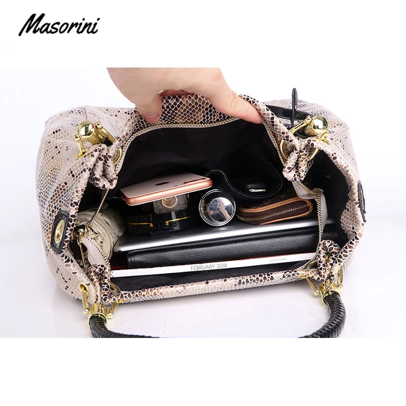 2020 Fashion Handbag Women Shoulder Bags Leather Female Tote Ladies Snake Print Sac Main | Багаж и сумки