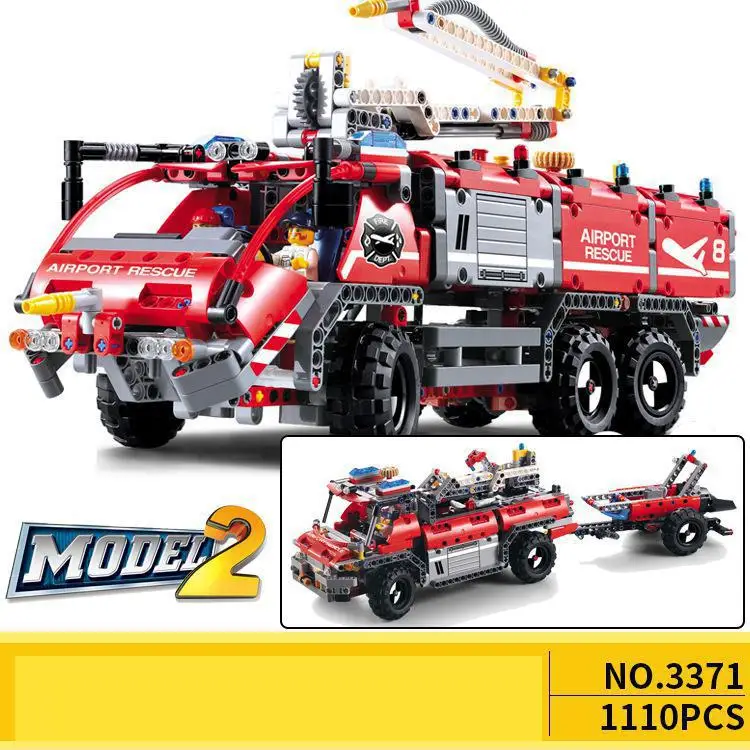 

Technical 911 city 3371 1110pcs Airport rescue vehicle Fire car firefighter boy Building Blocks Bricks 42068 Christmas Gifts