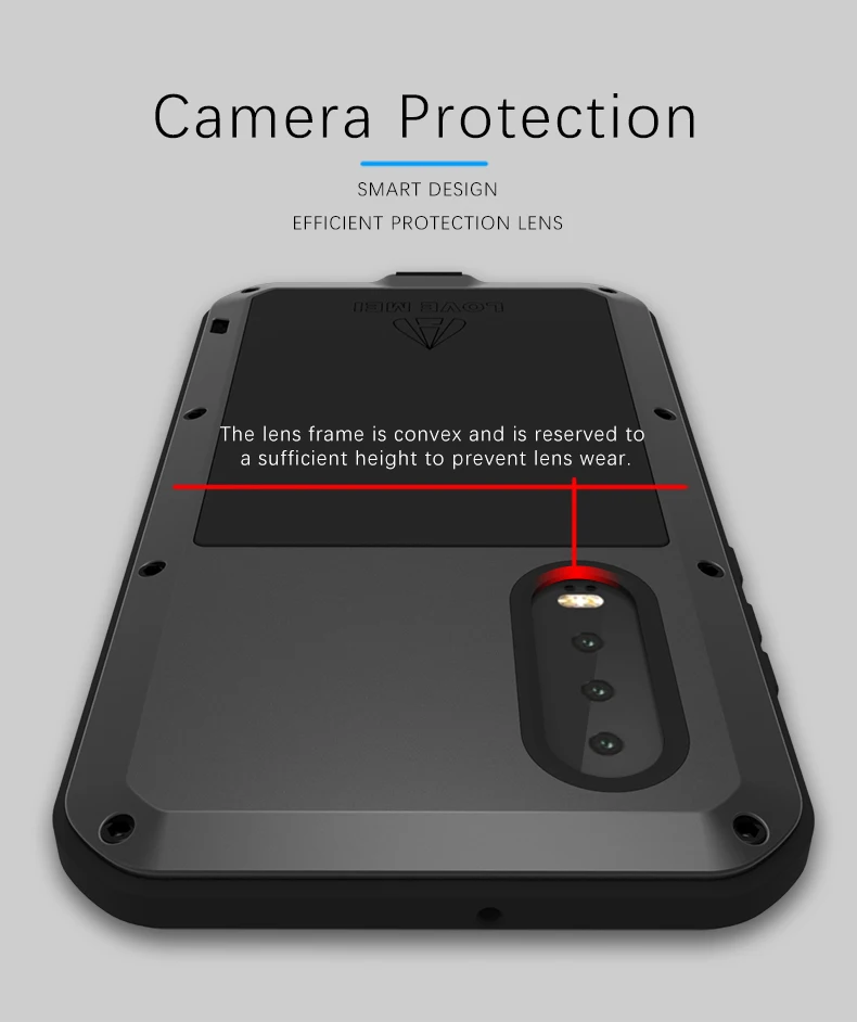 Металлический водонепроницаемый чехол LOVE MEI для телефона Huawei P30/P30 Pro/P30 Lite/Nova 4e