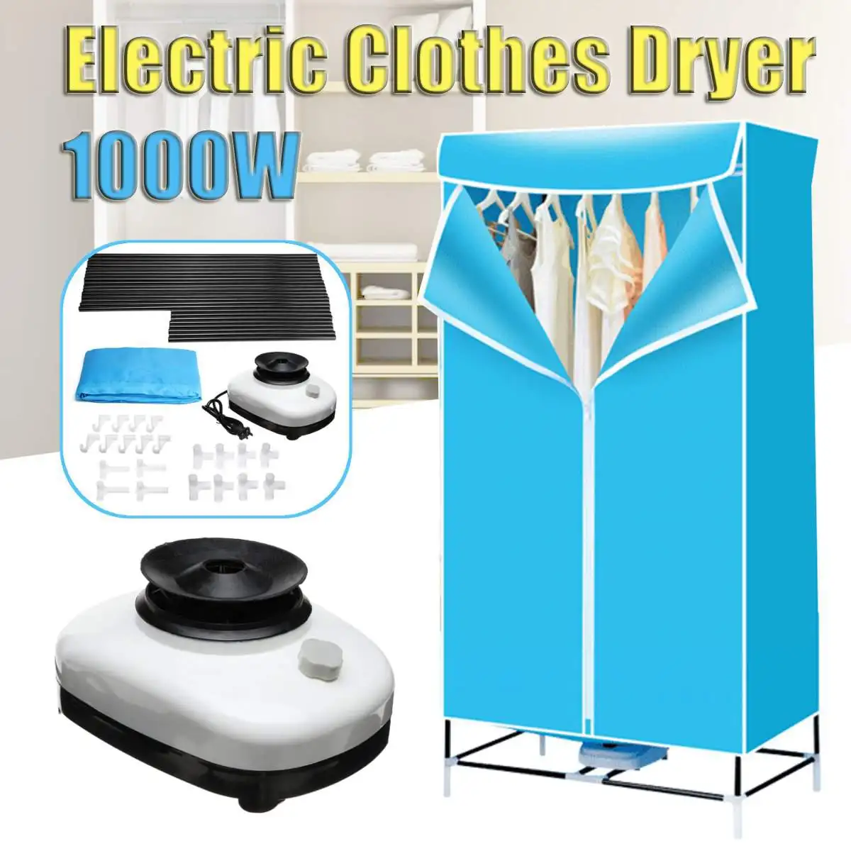 

220V 1000W Mini Dryers Electric Clothes Dryer Mini Folding Drying Machine Warm Air Drying Portable Cloth Dryer Wardrobe