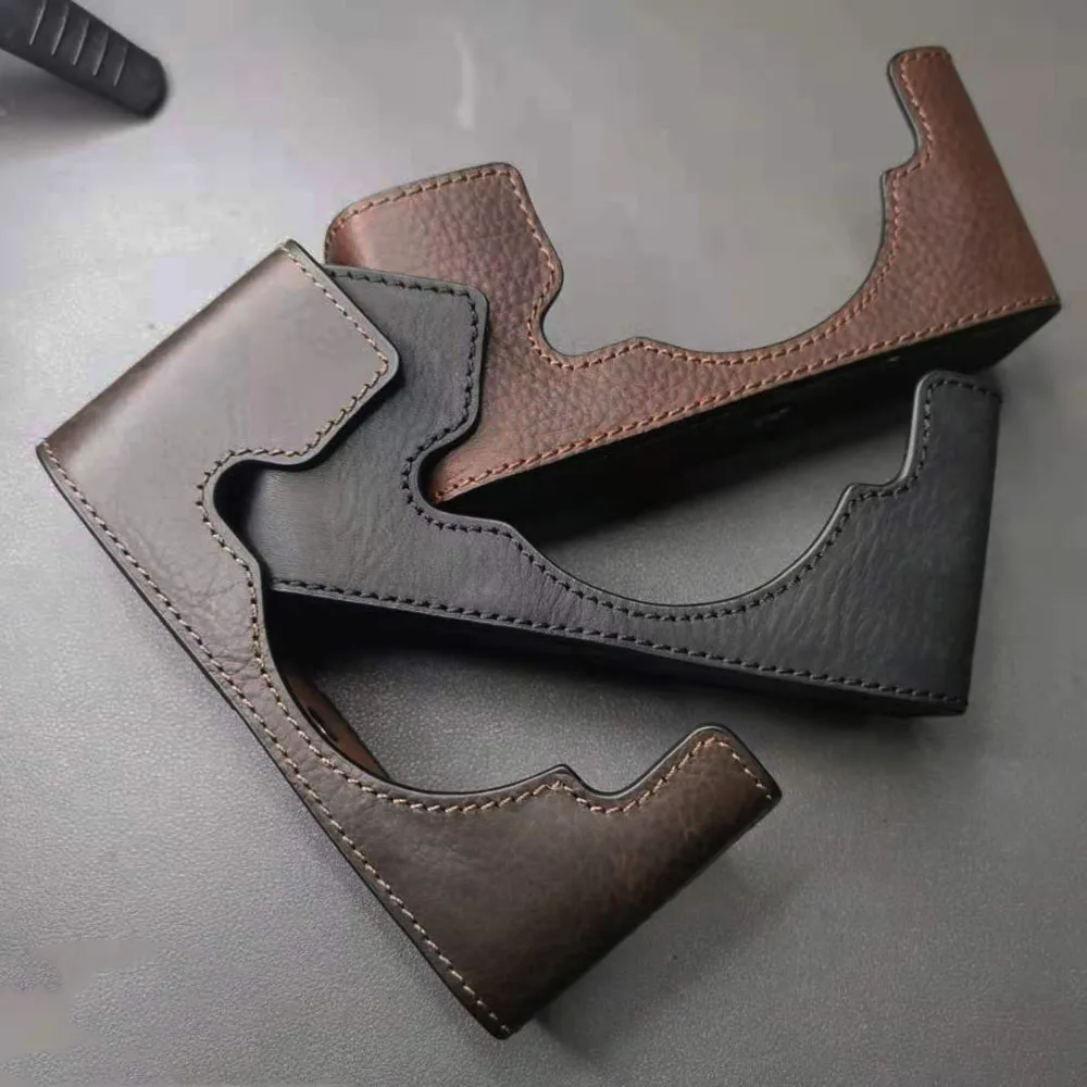 Bolsa para Câmera Metade de Corpo para Nikon Z-fc Artesanal Couro Genuíno Zfc