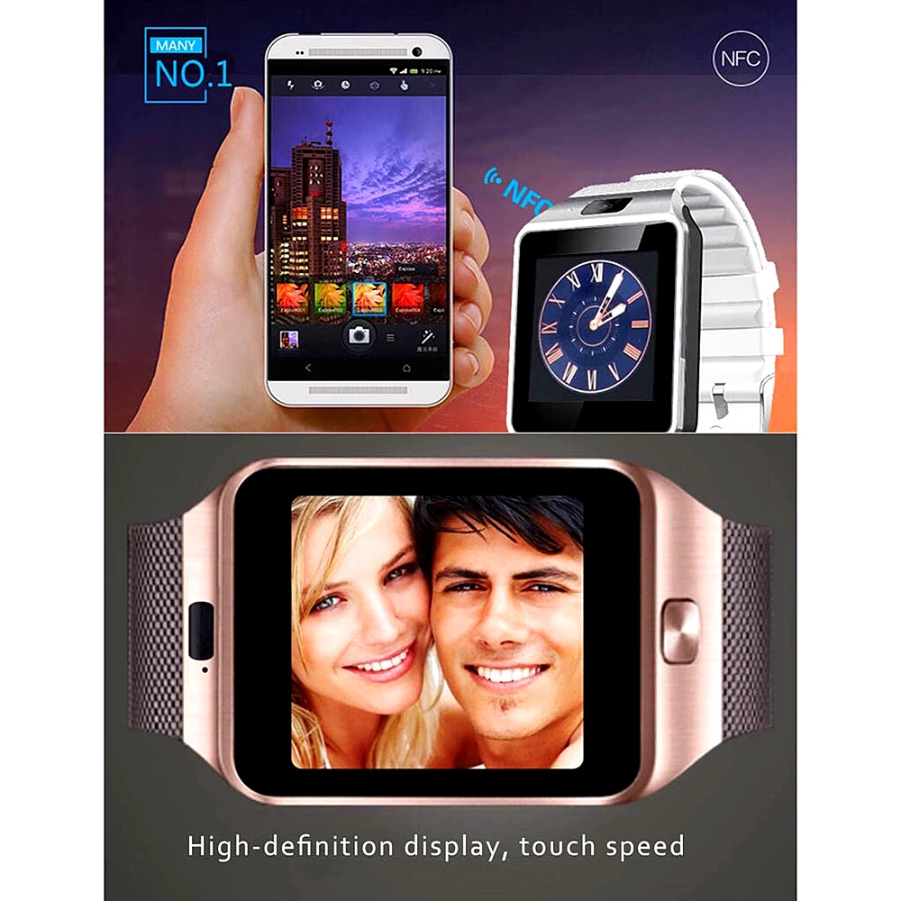 dz09 bluetooth smartwatch touchscreen wrist smart phone watch sports fitness tracker camera compatible with ios android free global shipping