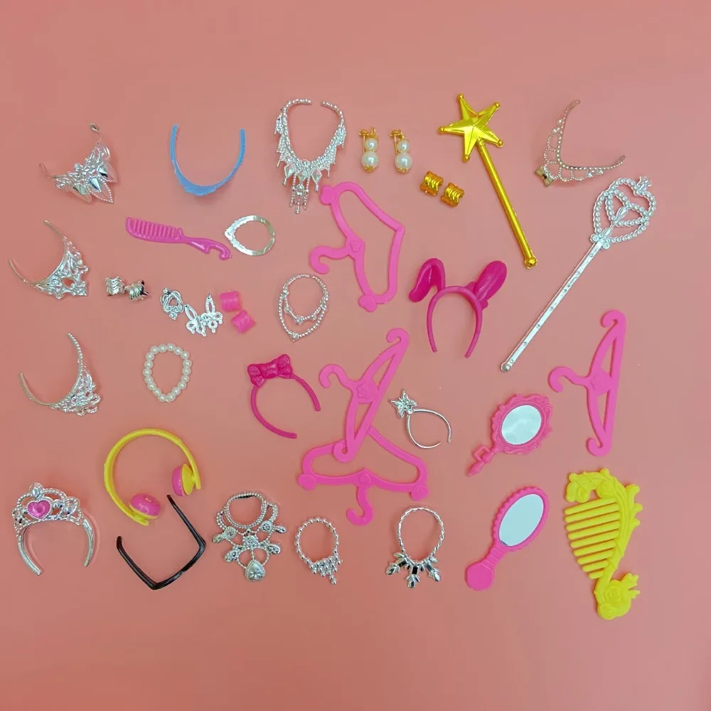 38 шт./компл. аксессуары для кукол ожерелье с короной серьги вешалка зеркальная