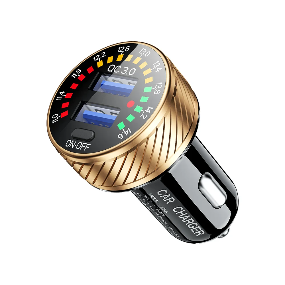 qc 3 0 dual usb car charger 12v 24v waterproof 18w fast charging marquee light led voltmeter on off switch car charger adapter free global shipping