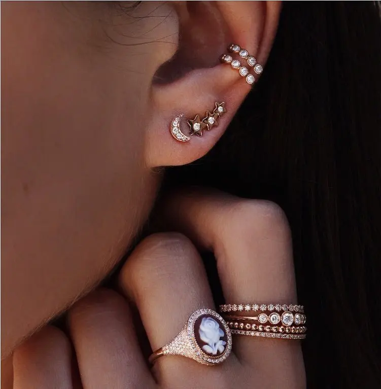 2019 новый дизайн бренд Звезды Луна Циркон комбинация серег набор благородный