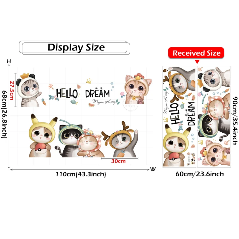 BRUP Мультяшные милые кошки Hello настенные наклейки для детской комнаты украшение