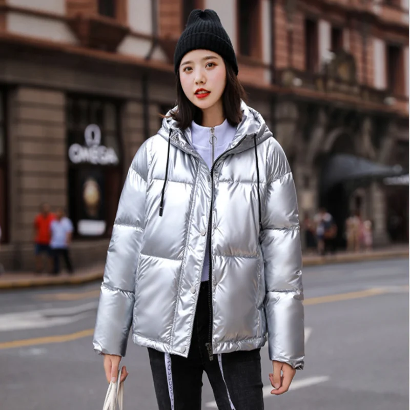 Женское короткое хлопковое пальто bf осенне зимнее свободного кроя с яркой