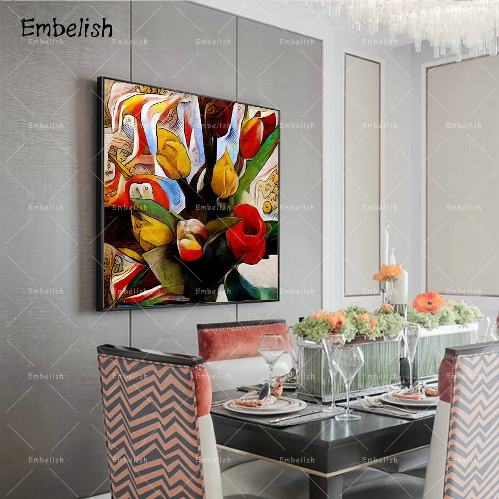 

1 Pieces Colorful Roses Beautiful Abstract Flowers HD Print On Canvas Oil Paintings For Living Room Home Decor Wall Art Picture