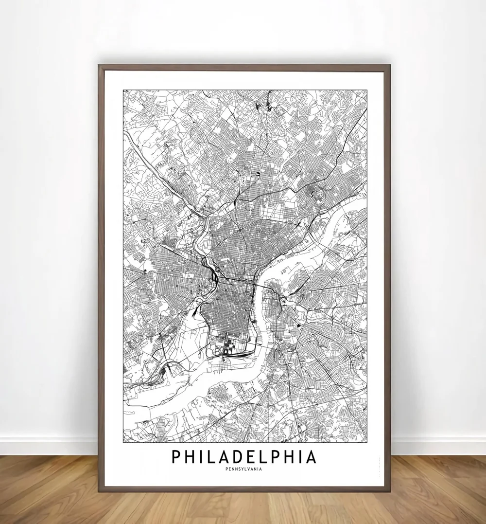Nashville New York Oslo Paris Philadelphia White City Maps Poster And Prints Wall Art Canvas Paintings Pictures Home Decor | Дом и сад
