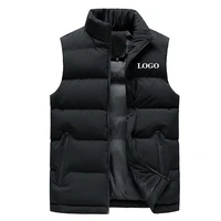 custom brand logo men jacket autumn winter warm vest down cotton sleeveless jacket waistcoat man warm mens outdoor coat