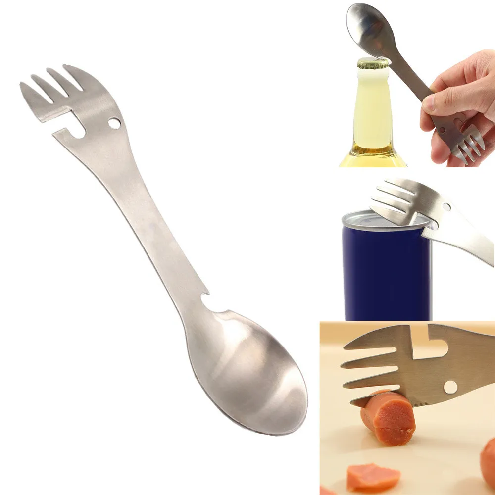 Портативная вилка ложка наружная посуда открывалка для бутылок Консервный нож