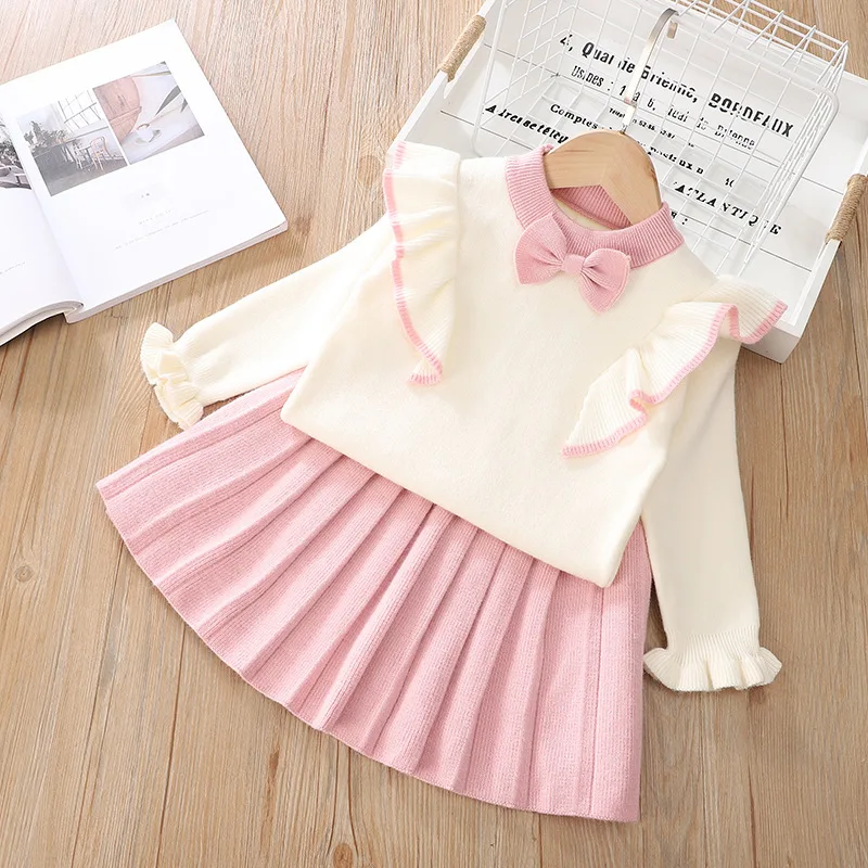 

Autumn Children Clothes Winter Baby Girls Clothes Set Knitwear+Pleated Skirt Kids Clothes Tracksuit Suit Toddler Girls Outfits
