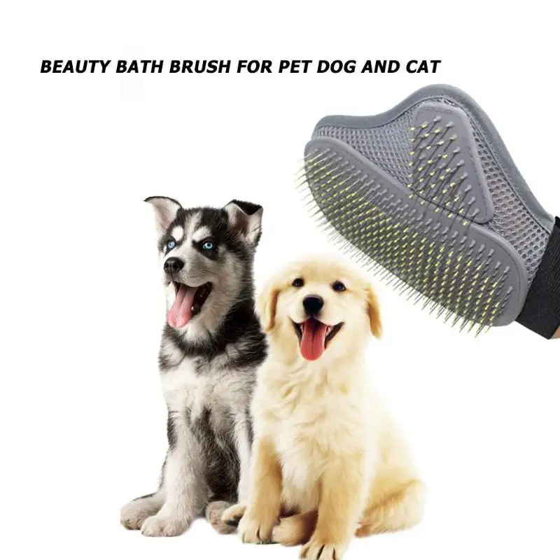 Dog Cat Grooming Bath Brush Glove TPR Gray Deshedding Comb Palm Shaped Cleaning Massage Mitt Pet Nursing Supplies | Дом и сад