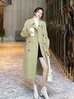 double sided cashmere coat womens middle and long autumn and winter 2021 new high end temperament loose knee woolen coat