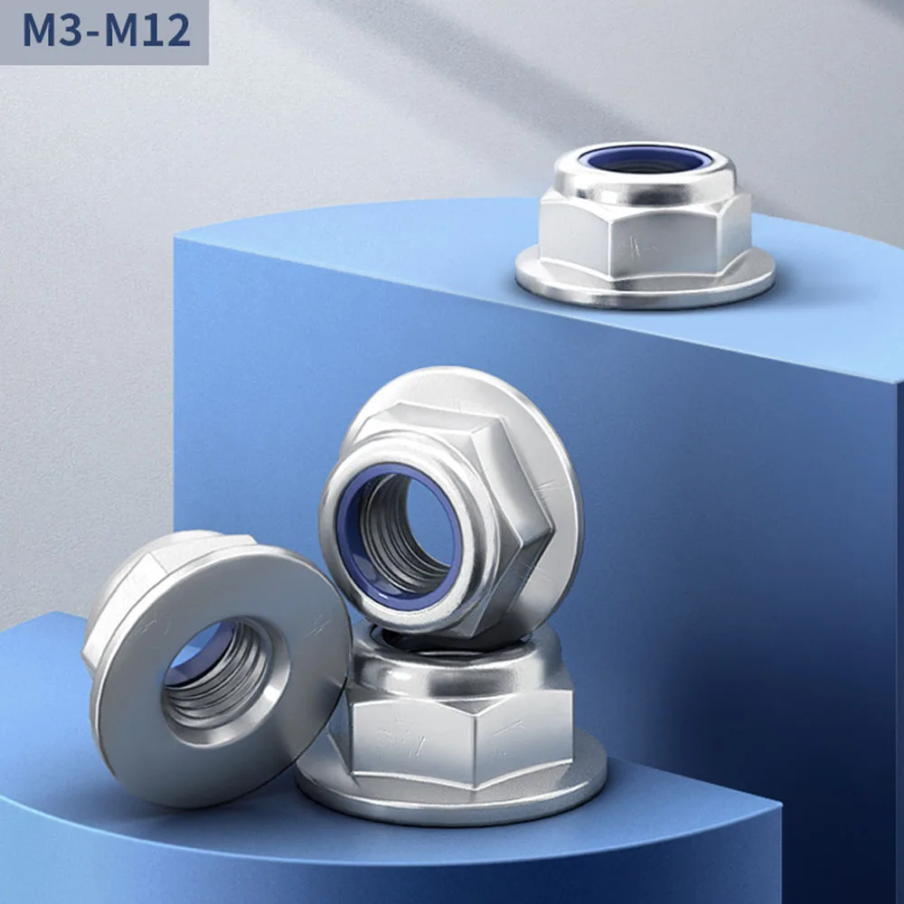 

Фланцевые гайки M3M4M5M6M8M10M12 из нержавеющей стали 304/316 нейлоновые вставные блокировочные гайки Никелированная Шестигранная Гайка разные типы