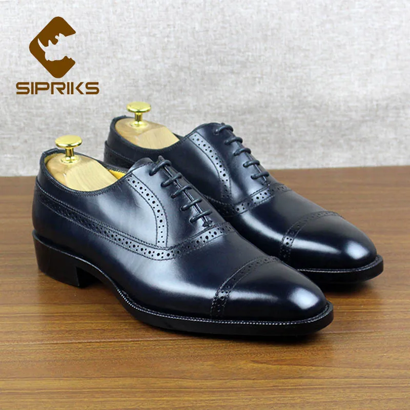 

SIPRIKS Vintage Classic Brogue Oxfords Mens Formal Tuxedo Shoes Imported Italian Genuine Leather Goodyear Welt Shoes Boss Gents