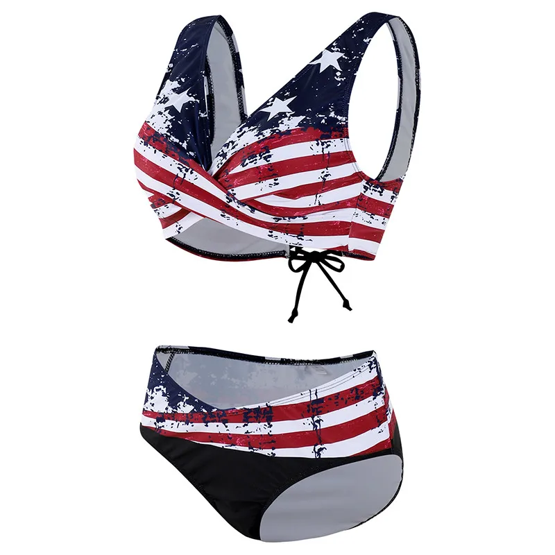 

American Usa Flag Swimsuit Set Women Print Bikini Set Brief Bra Set Swimsuit Separate