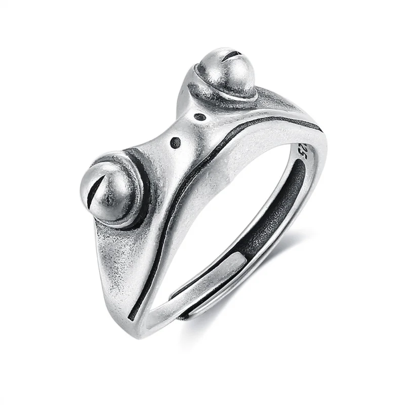 

Retro frog ring men's and women's Retro adjustable punk ring old silver ring Party Club animal ringschool teacher gift