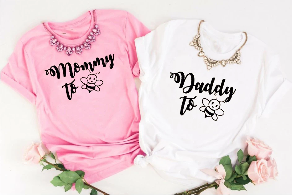 Couple T-shirt Mommy and Daddy to Bee Matching Shirts top funny graphic printed tshirt casual aesthetic cotton tees | Женская одежда