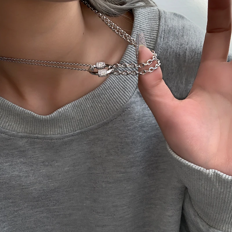 

Timeless Wonder Layered Zirconia Geo Choker Necklace Women Jewelry Punk Ins Designer Party Bontique Runway Fancy New Trendy 1437