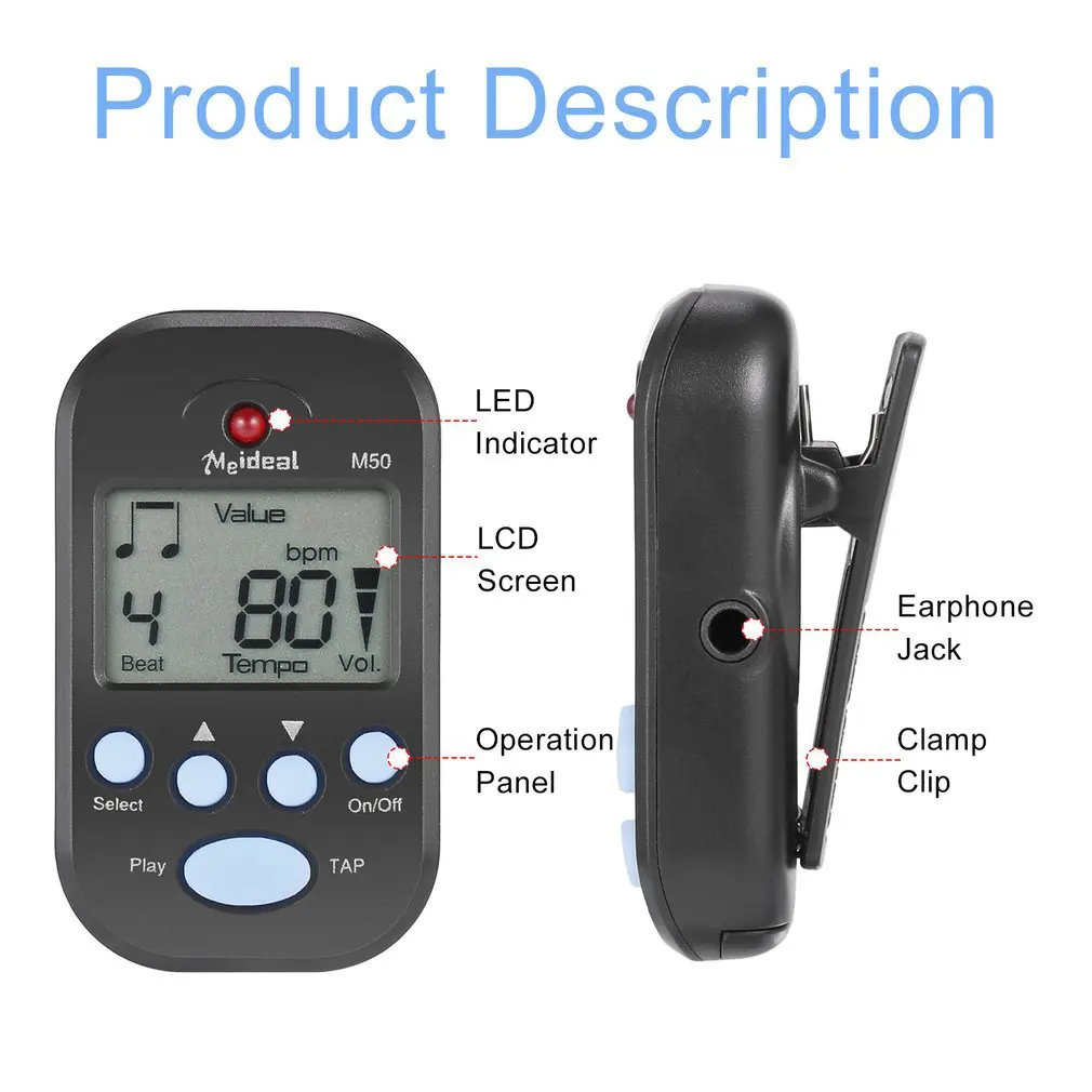 TSAI Mini LCD Digital Beat Tempo метроном клипса легкий и портативный с прозрачным ЖК экраном