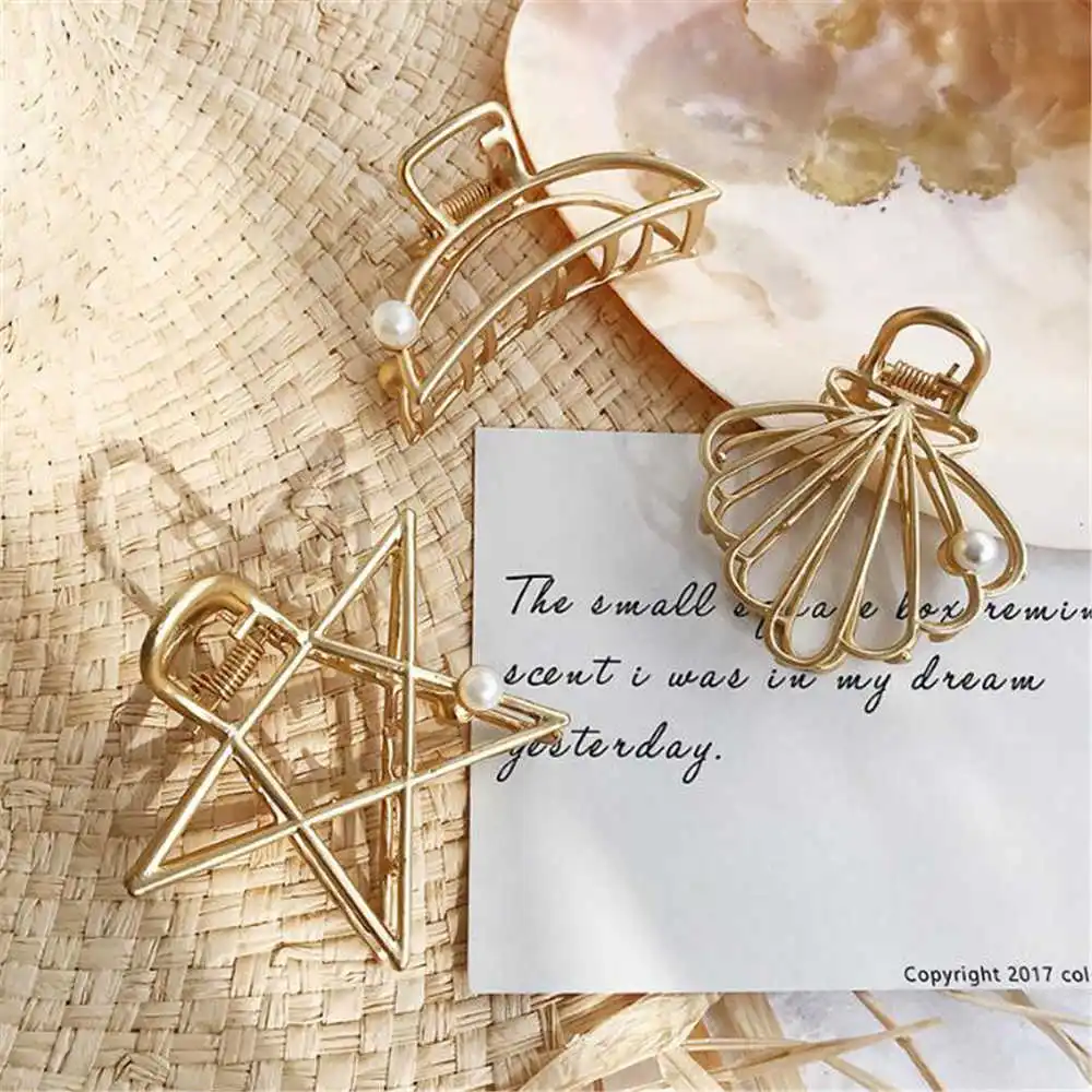 

Geometric hair clamps claws crab hair clamps gold metal hair staples Korean hair staples barrette headwear for girls hair