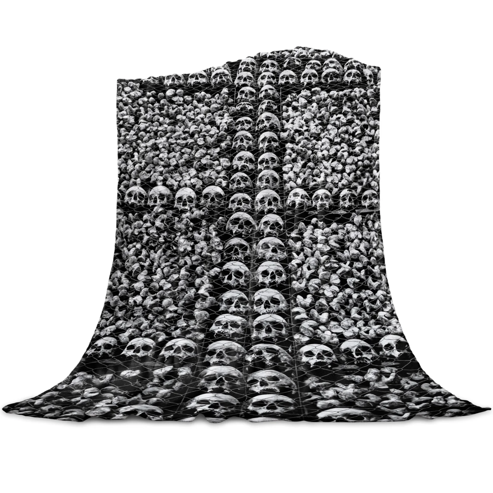 

Black Skull Light Thin Flannel Blanket Custom Super Warm Soft Blankets Throw on Sofa Bed Travel Bedspread