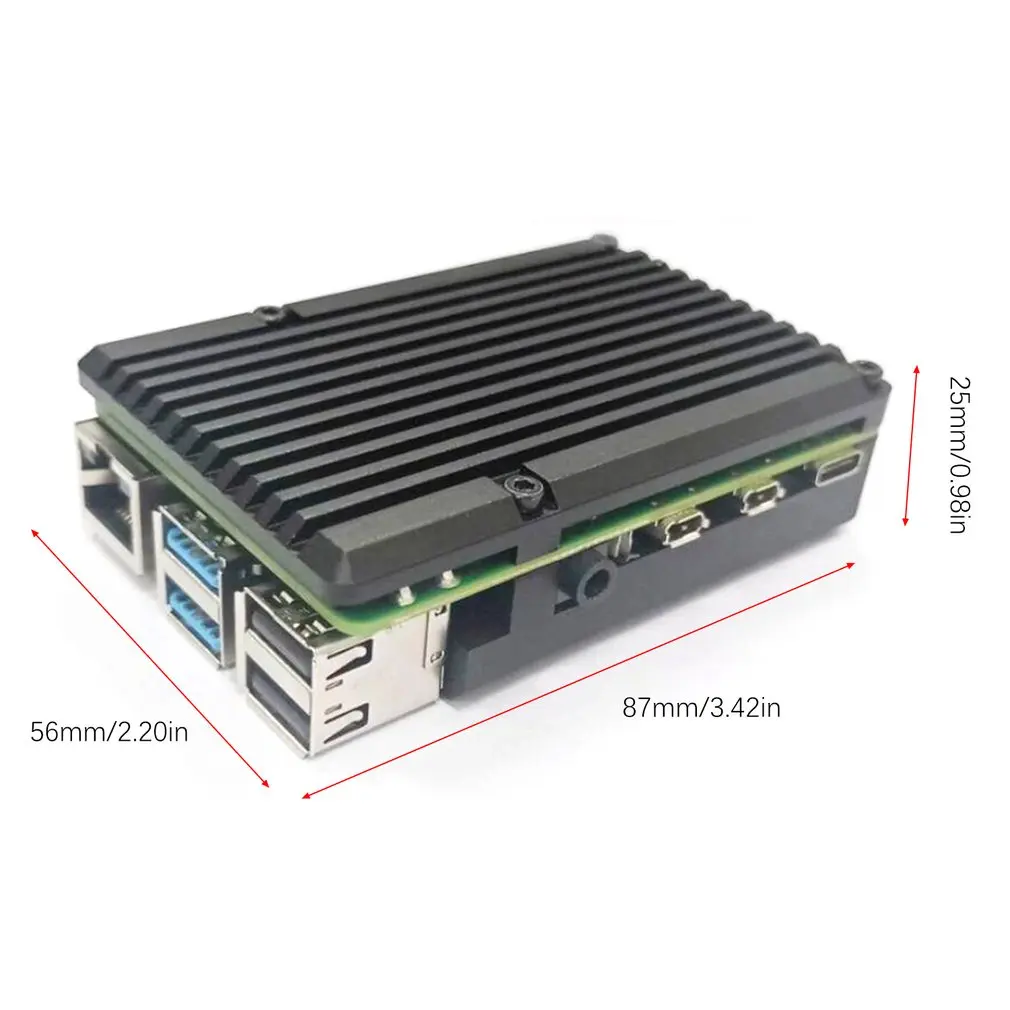 Последний для Raspberry Pi 4 Алюминиевый корпус с двойным охлаждающим вентилятором металлический корпус черный корпус для RPI 4 Модель B