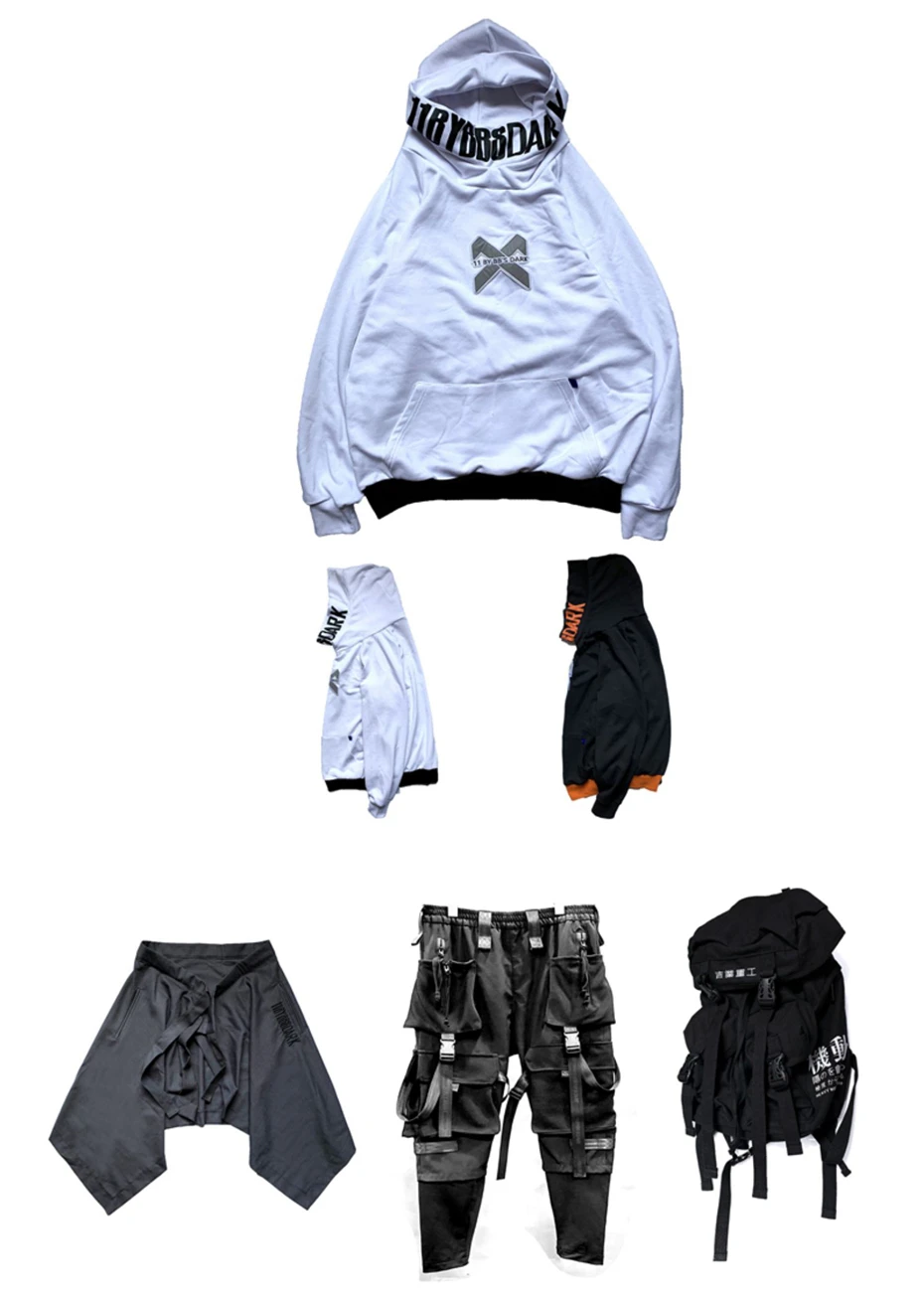 US Size Fish Hoody Tactics Sweatshirt Men's Hoodies Streetwear Harajuku Reflective Loose Sweatshirts Male Hip Hop DG416