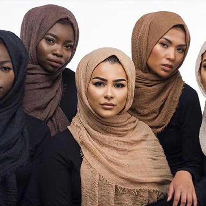 

90*180cm women muslim crinkle hijab scarf femme musulman soft cotton headscarf islamic scarves shawls and wraps hijabs foulard