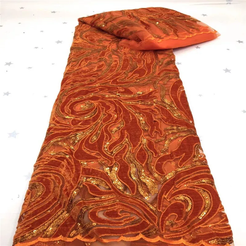 

Black Latest Velvet Lace Fabric 2021 High Quality African Lace Fabric with Sequins and beads for Nigerian Evening Dresses