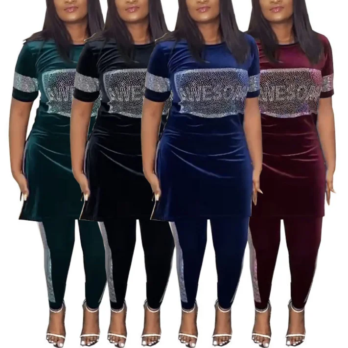 Комплект из 2 предметов платье Дашики со стразами брюки африканская одежда базин