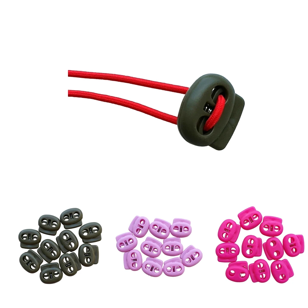 

10pcs Dual Hole Plastic Shock Cord End Stopper Paracord Round Ball Toggle Lock Ends for 5mm Cord