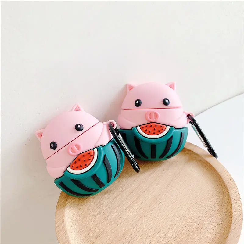 Для Apple AirPods Piggy Butt чехол 3D милый мультфильм о розовой свинье арбуз беспроводные наушники крышка для Airpods 2 Earpods аксессуары