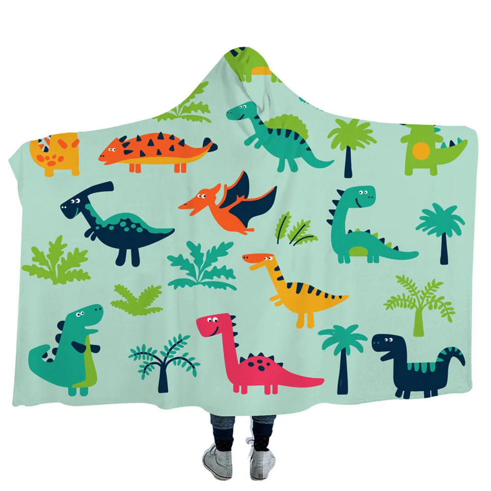 

Dream Dinosaur Hooded Blanket Picnic 3D Print Girls Fashion Plush Soft Plush Bedding Portable Adults Office Quilts Wearable