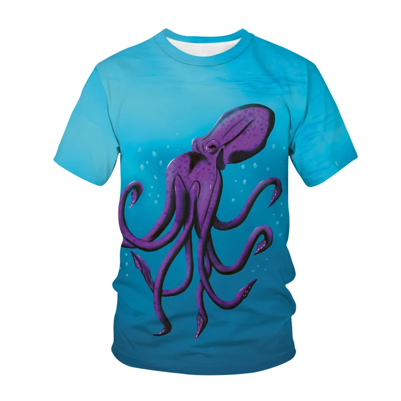 

2021 Fahsion Latest 3D Deep Sea Octopus T-Shirt Men And Women Summer Short-Sleeved Fun T-Shirt Fashion Casual Wear Beachwear