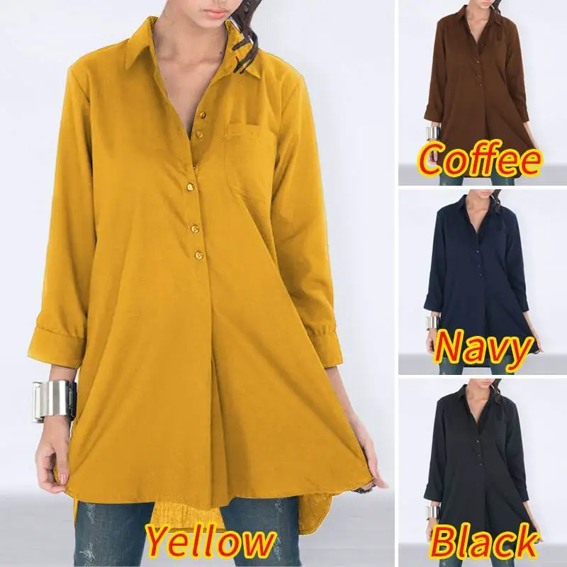 

Elegant Solid Shirts Women 2/3 Sleeve Solid Blouses And Tops 2021 VONDA Plus Size Women'Tunic Bohemian Blusas Femme S-5XL