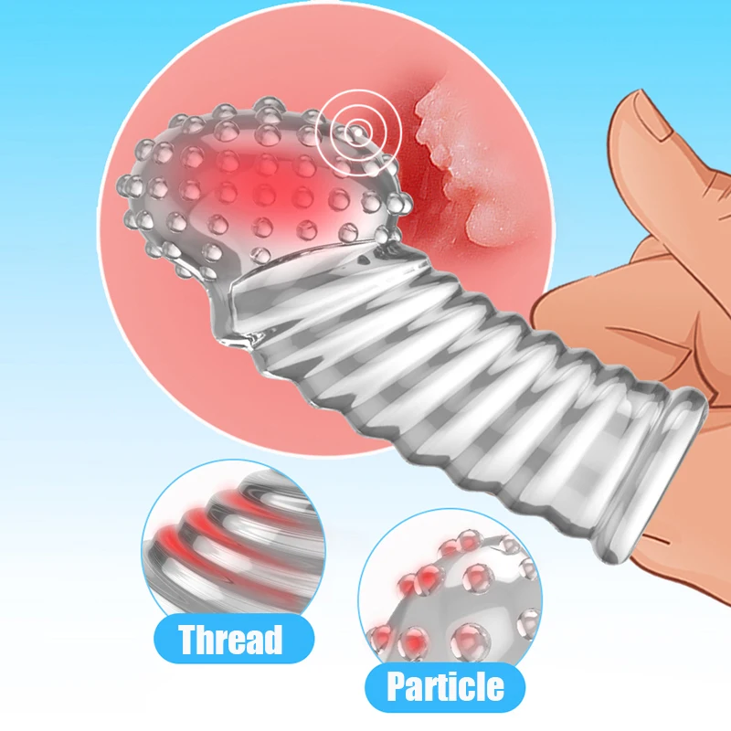 Палец презерватив Пенис рукава точки G Стимуляция клитора массаж интимные