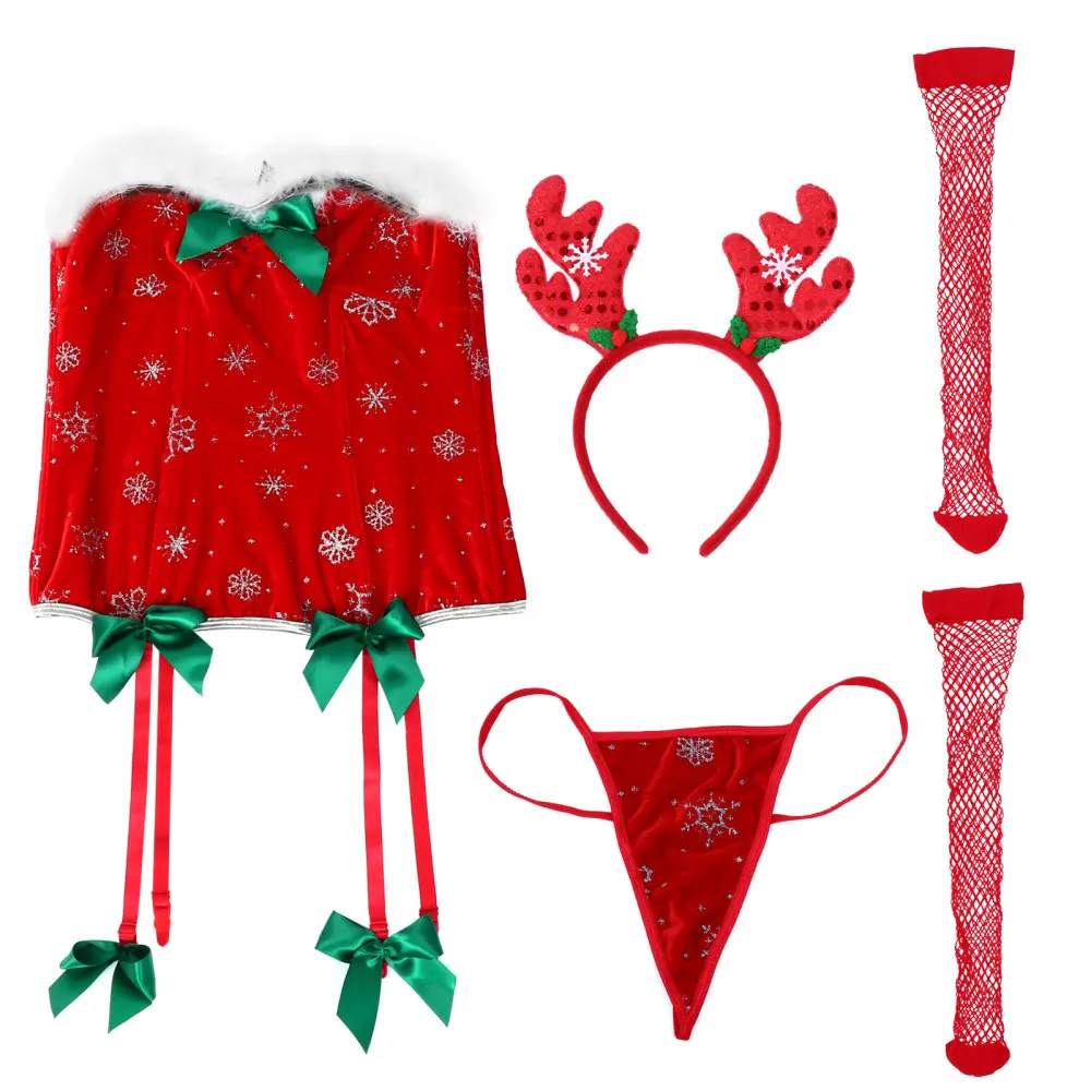

1 Set Christmas Lingerie Set Sexy One Piece Bodysuit Flirty Underwear