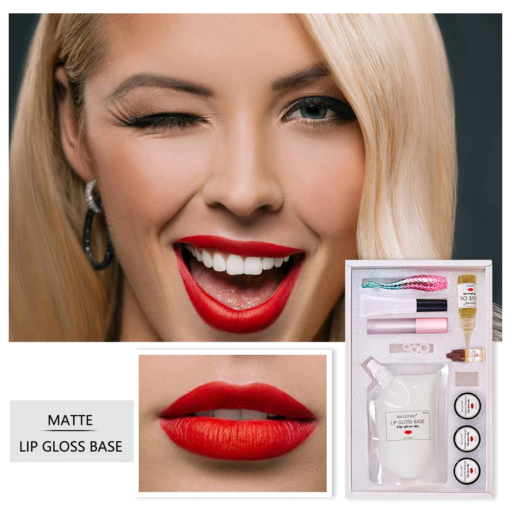 

Matte Lip Gloss DIY Set Matt Lipgloss Base Pigment Powder Natural Fragrance Essence DIY Lip Gloss Tools Kit