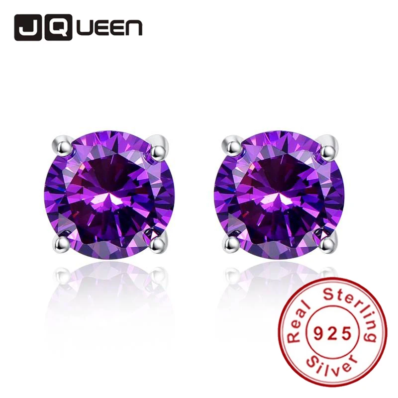 Серьги-гвоздики из серебра 4 6 пробы с аметистом 925 г | Украшения и аксессуары
