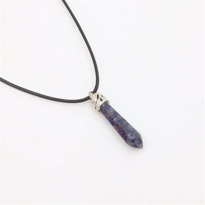 Natural Quartz Pendant Stone Hexagonal Pillar Pendants Necklace Chakra Healing Crystal Point Gem Necklaces For Women Jewelry