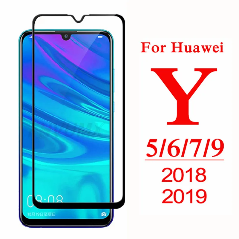 Защитное стекло с полным покрытием для Huawei Y5 Y6 Y7 Y9 Prime 2018 закаленное Lite Y 5 6 7 9 Pro 2019