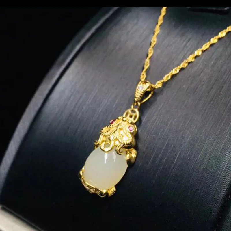 Натуральный 925 Серебряный Золотой Цикада мозаика Синьцзян Хотан Белый Нефрит для